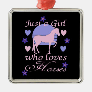 Nur ein Mädchen, das Pferde Liebe Ornament Aus Metall