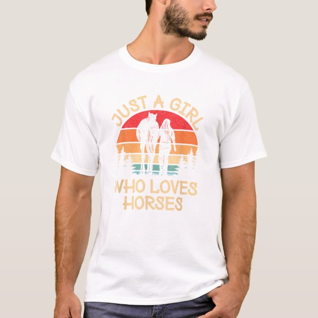Nur ein Mädchen, das Pferde Liebe Reiten Cowg T-Shirt (Vorderseite)