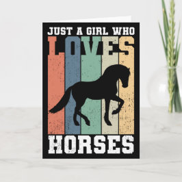 Nur ein Mädchen, das Pferde Liebe | Retro Vintag H Karte