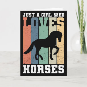 Nur ein Mädchen, das Pferde Liebe Retro Vintag H Karte