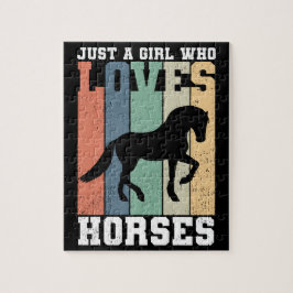 Nur ein Mädchen, das Pferde Liebe | Retro Vintag H Puzzle
