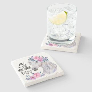 Nur ein Mädchen, das Pferde Liebe Stone Untersetze Steinuntersetzer