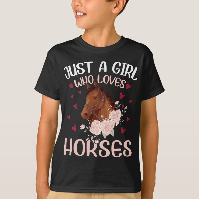 Nur ein Mädchen, das Pferde Liebe T-Shirt (Vorderseite)