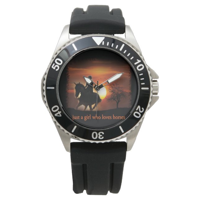 nur ein Mädchen, das Pferde Lieben Armbanduhr (Vorderseite)