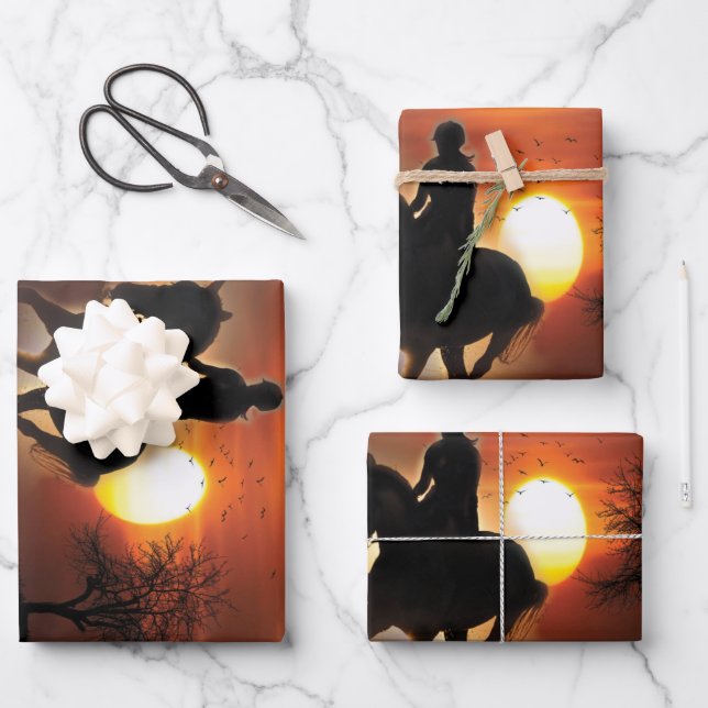 nur ein Mädchen, das Pferde Lieben Geschenkpapier Set (Vorderseite)