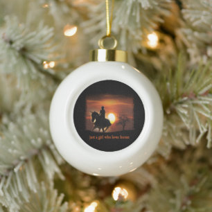 nur ein Mädchen, das Pferde Lieben Keramik Kugel-Ornament