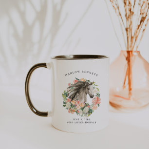 Nur ein Mädchen, das Pferde Lieben   Monogramm Tasse