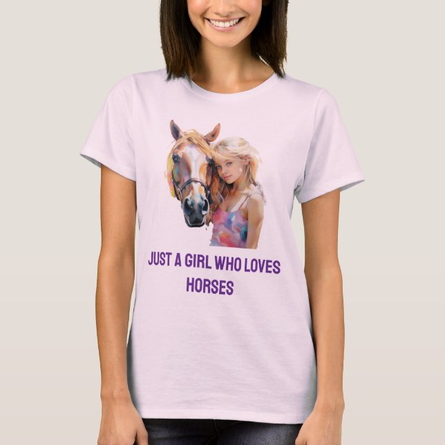 Nur ein Mädchen, das Pferde Lieben - Niedliche Rei T-Shirt (Vorderseite)