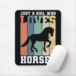 Nur ein Mädchen, das Pferde liebt Retro Vintage Mousepad