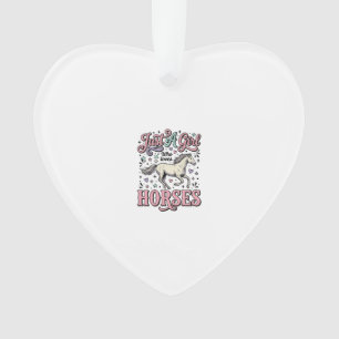 Nur ein Mädchen, das Pferde liebt, Vintage-Vektord Ornament