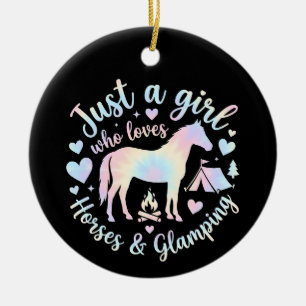 Nur ein Mädchen, das Pferde und Glamping liebt, Pf Keramik Ornament
