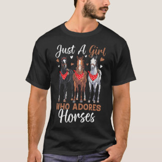 Nur ein Mädchen, das Pferde vergöttert Reitsport R T-Shirt