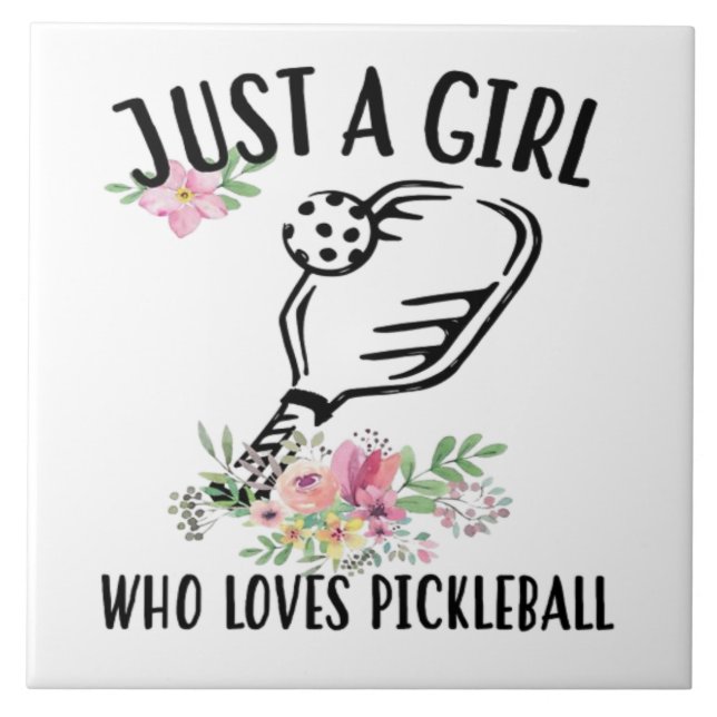 Nur ein Mädchen, das Pickleball Liebe Fliese (Vorderseite)