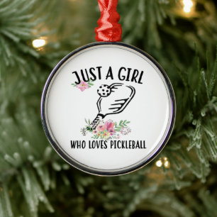 Nur ein Mädchen, das Pickleball liebt Ornament Aus Metall