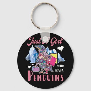 Nur ein Mädchen, das Pinguine floral Liebe Schlüsselanhänger