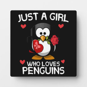 Nur ein Mädchen, das Pinguine Liebe Fotoplatte