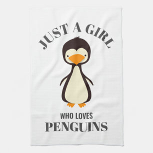 Nur ein Mädchen, das Pinguine Liebe Geschirrtuch