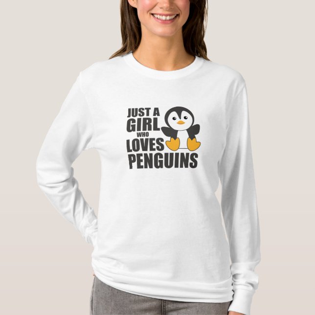 Nur ein Mädchen, das Pinguine Liebe - Niedlicher P T-Shirt (Vorderseite)