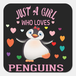 Nur ein Mädchen, das Pinguine Lieben T - Shirt Tru Quadratischer Aufkleber