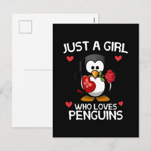 Nur ein Mädchen, das Pinguine liebt Feiertagspostkarte