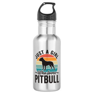 Nur ein Mädchen, das Pitbull Vintage-Hundedesign l Edelstahlflasche