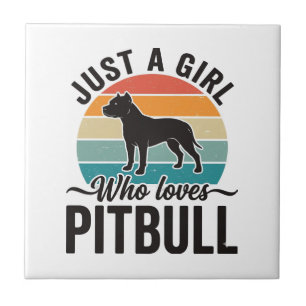 Nur ein Mädchen, das Pitbull Vintage-Hundedesign l Fliese