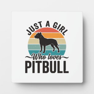 Nur ein Mädchen, das Pitbull Vintage-Hundedesign l Fotoplatte