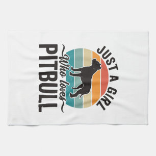 Nur ein Mädchen, das Pitbull Vintage-Hundedesign l Geschirrtuch