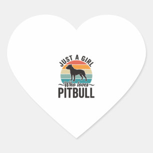 Nur ein Mädchen, das Pitbull Vintage-Hundedesign l Herz-Aufkleber