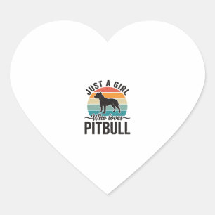 Nur ein Mädchen, das Pitbull Vintage-Hundedesign l Herz-Aufkleber