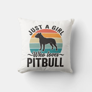 Nur ein Mädchen, das Pitbull Vintage-Hundedesign l Kissen