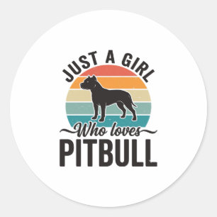 Nur ein Mädchen, das Pitbull Vintage-Hundedesign l Runder Aufkleber