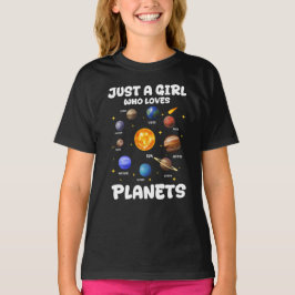 Nur ein Mädchen, das Planeten liebt Sonnensystem T-Shirt