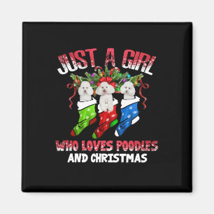 Nur ein Mädchen, das Poodles und Weihnachten Liebe Magnet