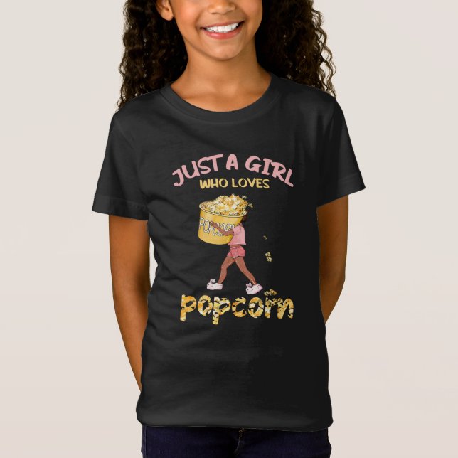 Nur ein Mädchen, das Popcorn Lieben T-Shirt (Vorderseite)
