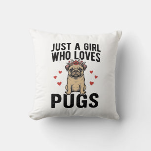 Nur ein Mädchen, das Pug-Vintage-Hunde-Shirt-Desig Kissen