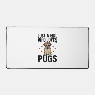 Nur ein Mädchen, das Pug-Vintage-Hunde-Shirt-Desig Schreibtischunterlage