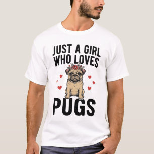 Nur ein Mädchen das Pugs liebt Vintage Hund Shirt