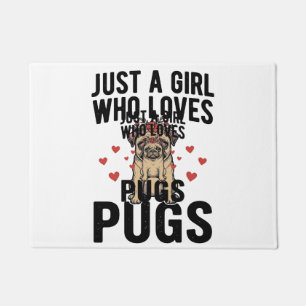 Nur ein Mädchen, das Pugs Vintage-Hunde-Shirt-Desi Fußmatte