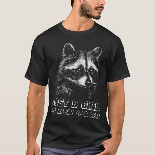 Nur ein Mädchen, das Raccoons Raccoon Girl Lieben T-Shirt (Vorderseite)