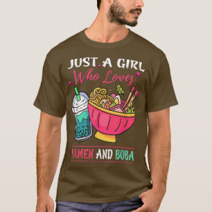 Nur ein Mädchen, das Ramen und Boba Tea Kawaii Gi T-Shirt