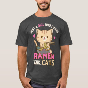 Nur ein Mädchen, das Ramen und Katzen Lieben Anime T-Shirt