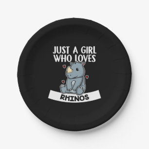 Nur ein Mädchen, das Rhinos Niedlich Rhinoceros Pappteller