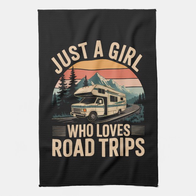 Nur ein Mädchen, das Roadtrips liebt Geschirrtuch (Vertikal)
