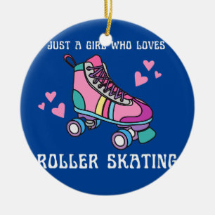 Nur ein Mädchen, das Roller Skate Lieben Niedlich  Keramik Ornament