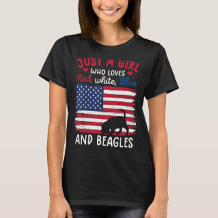 Nur ein Mädchen, das Rot-Weiß-Blau-Beagle USA Lieb T-Shirt