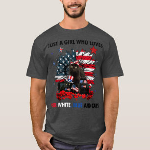 Nur ein Mädchen, das rot-weiß-blaue Katzen Sonnenb T-Shirt