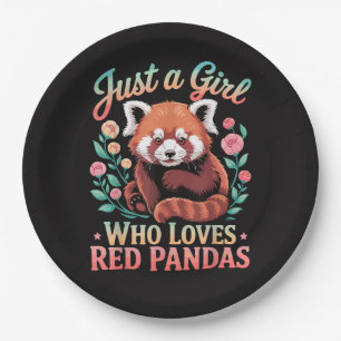 Nur ein Mädchen, das Rote Pandas liebt Pappteller