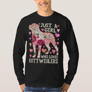 Nur ein Mädchen, das Rottweilers Blume für Mädchen T-Shirt