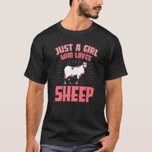 Nur ein Mädchen, das schaf-schwarz-weiße Farm Lieb T-Shirt
